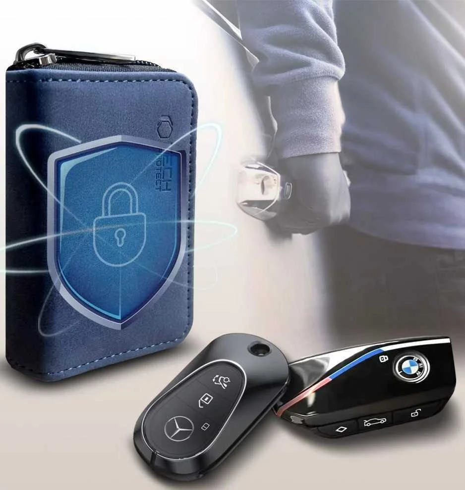 KLATKA FARADAYA TECH-PROTECT KLR300 POUCH KEYLESS RFID SIGNAL BLOCKER CASE NAVY Mėlynas