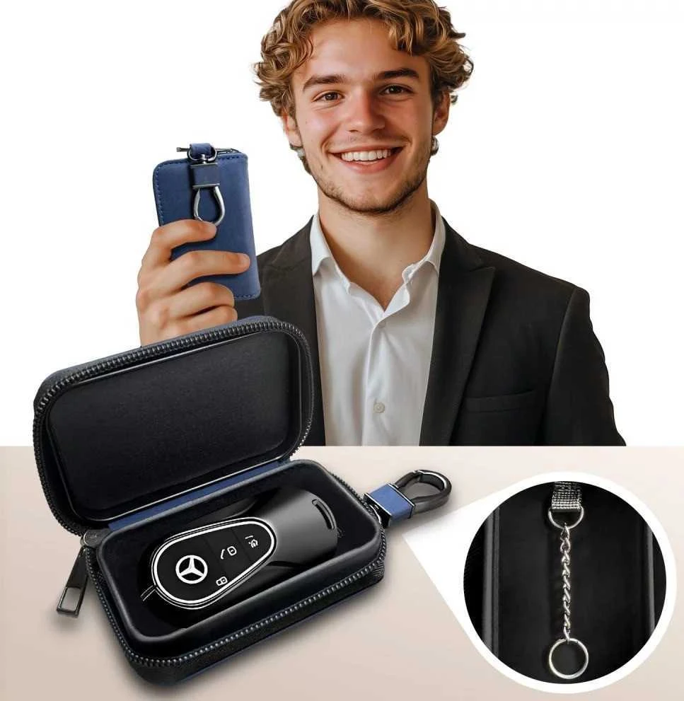 KLATKA FARADAYA TECH-PROTECT KLR300 POUCH KEYLESS RFID SIGNAL BLOCKER CASE NAVY Mėlynas