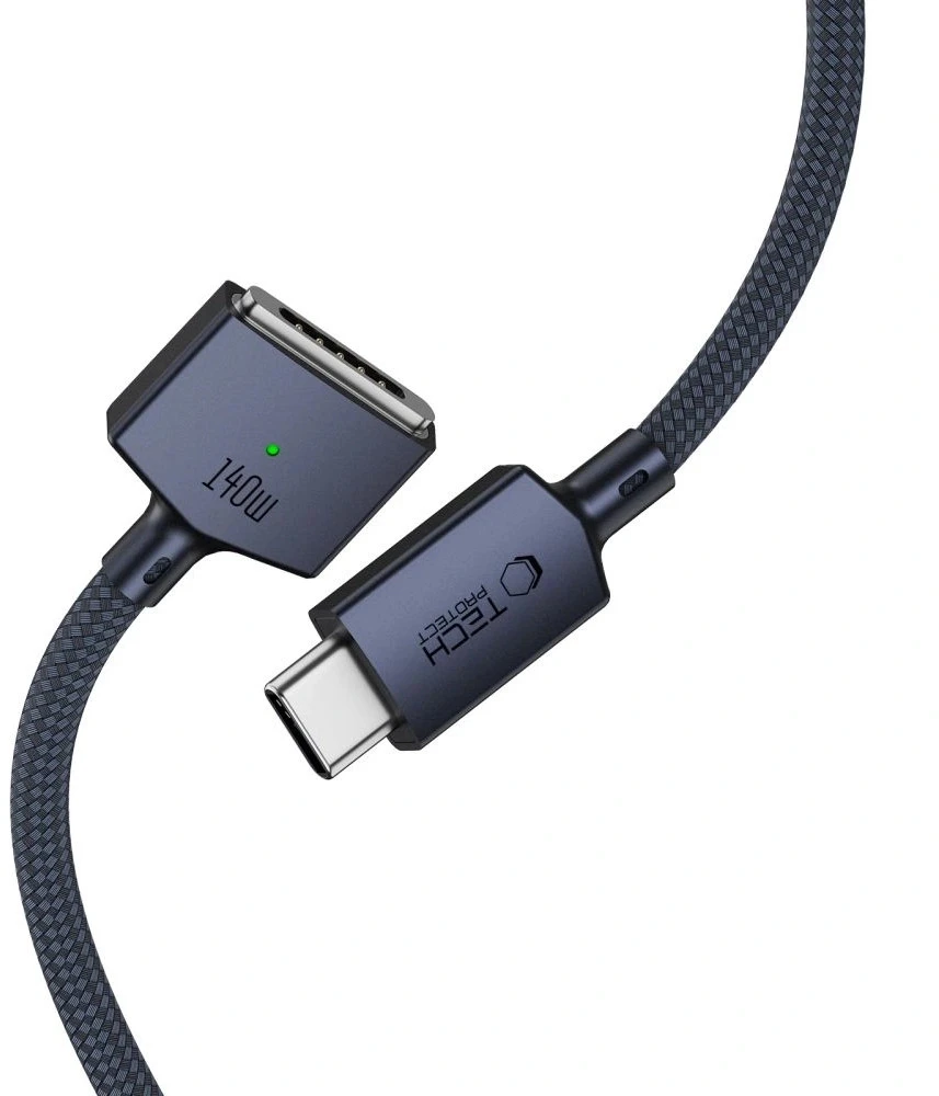 „Tech-Protect MMC01 Ultraboost USB-C / USB-C MagSafe 3 140W 200cm“ laidas, skirtas „MacBook“ – tamsiai mėlynas Mėlyna