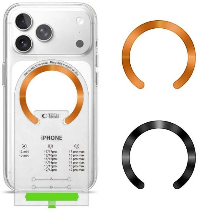 „Tech-Protect MMP-210“ magnetinis „MagSafe Ring“ 2 vnt. juodas ir kosminis oranžinis