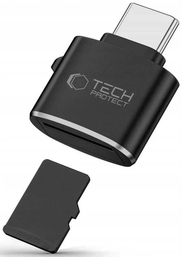Tech-Protect UltraBoost Micro SD kortelių skaitytuvo adapteris su USB-C - juodas