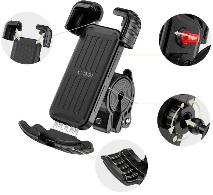Tech-Protect V7 UNIVERSALUS DVIRAČIO IR MOTOCIKLO LAIKIKLIS Juodas