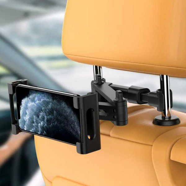 Tech-Protect V1 telescopic car headrest telefono laikiklis – juodos spalvos