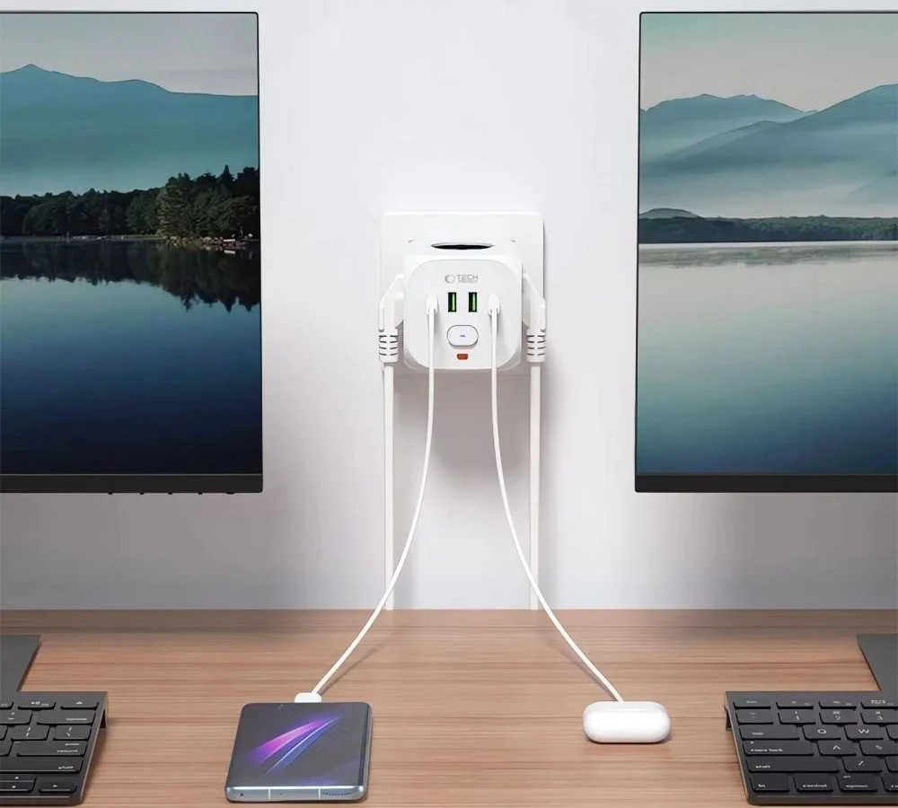 Tech-Protect PCL3x4 maitinimo juosta, 2x USB-A, 2x USB-C, 3x kintamosios srovės tipas Schuko - Baltas