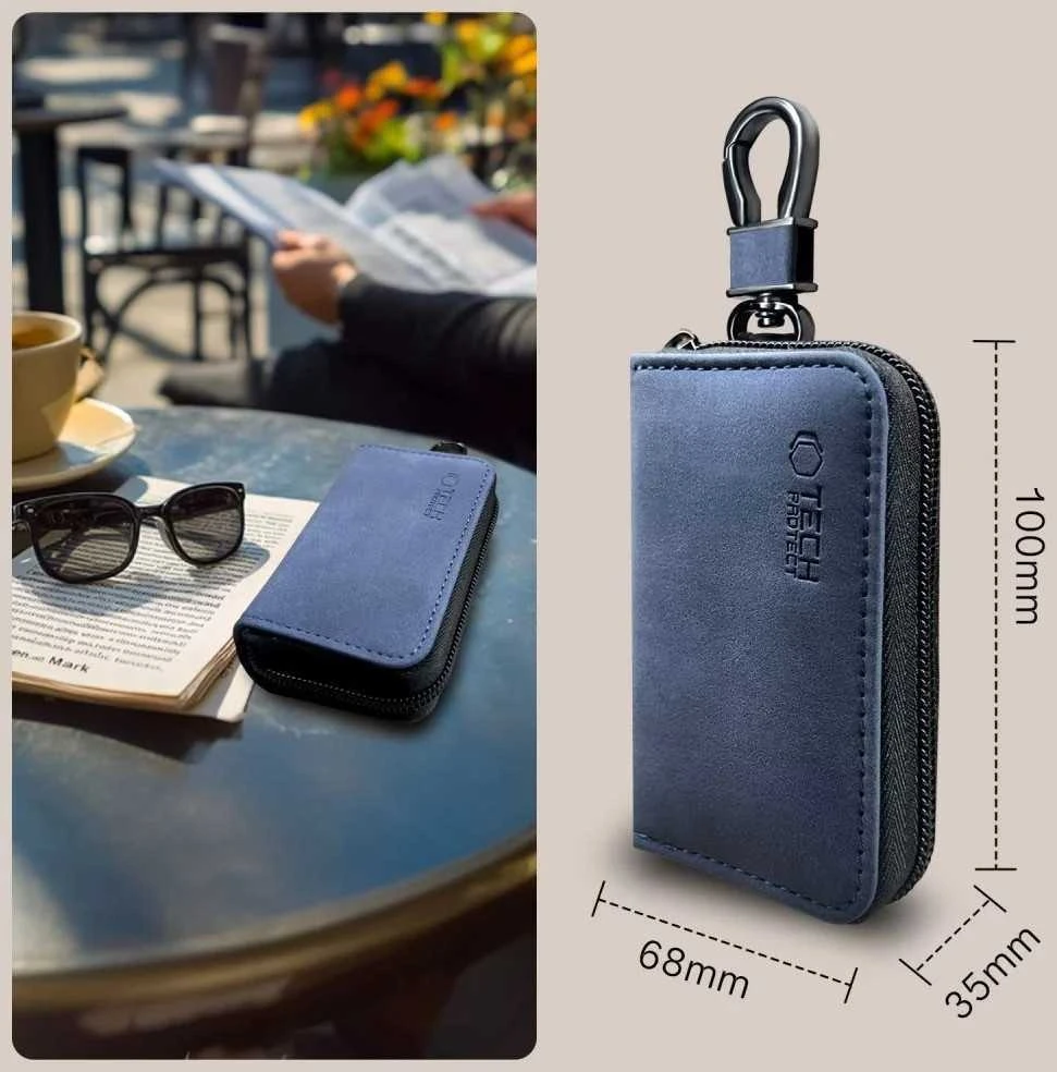KLATKA FARADAYA TECH-PROTECT KLR300 POUCH KEYLESS RFID SIGNAL BLOCKER CASE NAVY Mėlynas