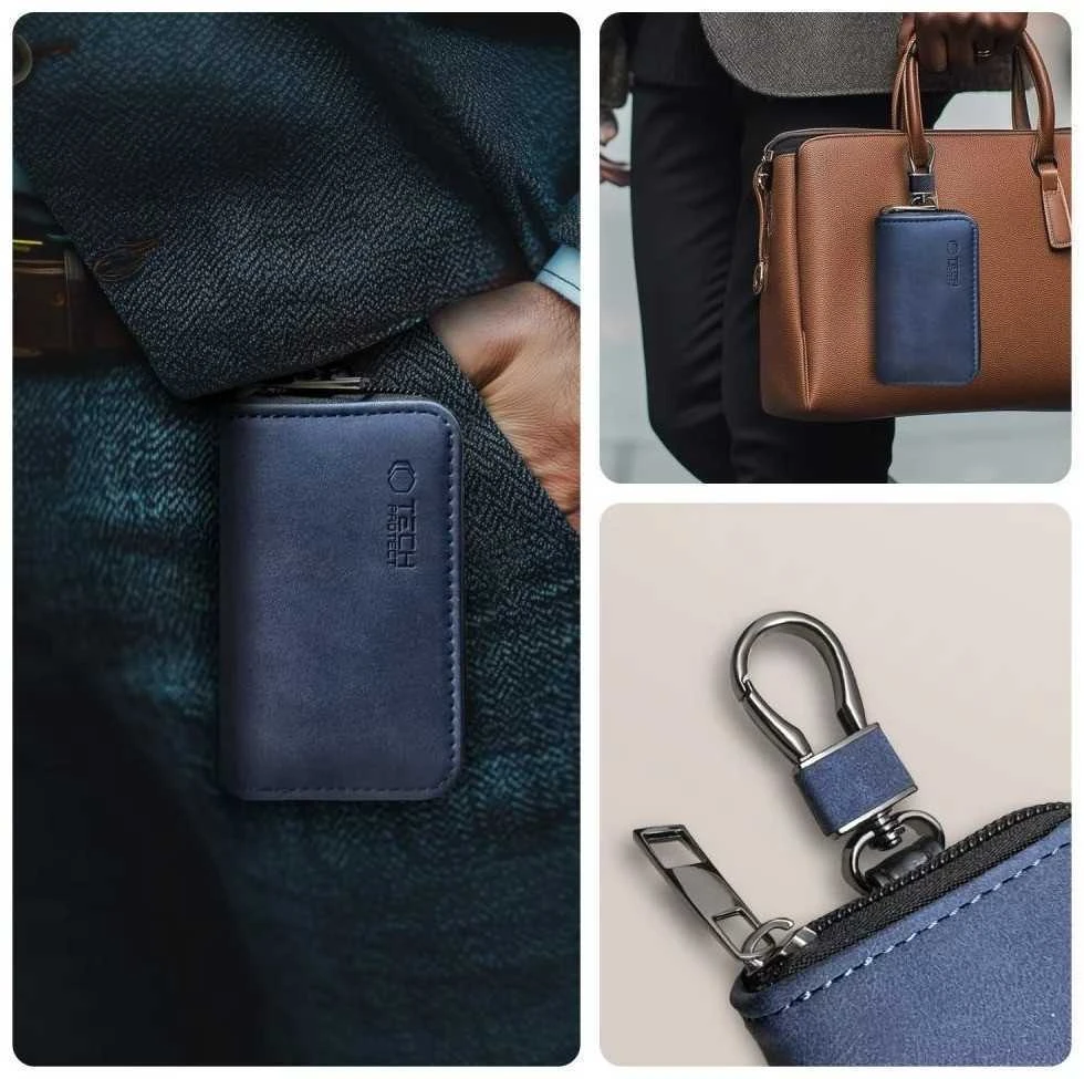 KLATKA FARADAYA TECH-PROTECT KLR300 POUCH KEYLESS RFID SIGNAL BLOCKER CASE NAVY Mėlynas