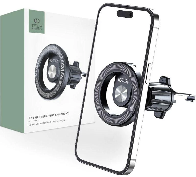 Tech-Protect N53 automobilinis telefono laikiklis su MagSafe oro grotelėms – juodos spalvos