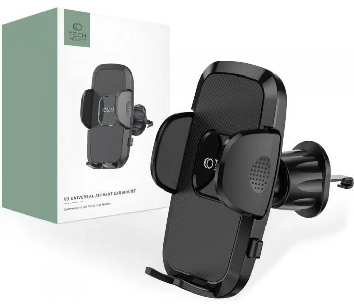 Tech-Protect V3 automobilinis telefono laikiklis oro grotelėms – juodos spalvos