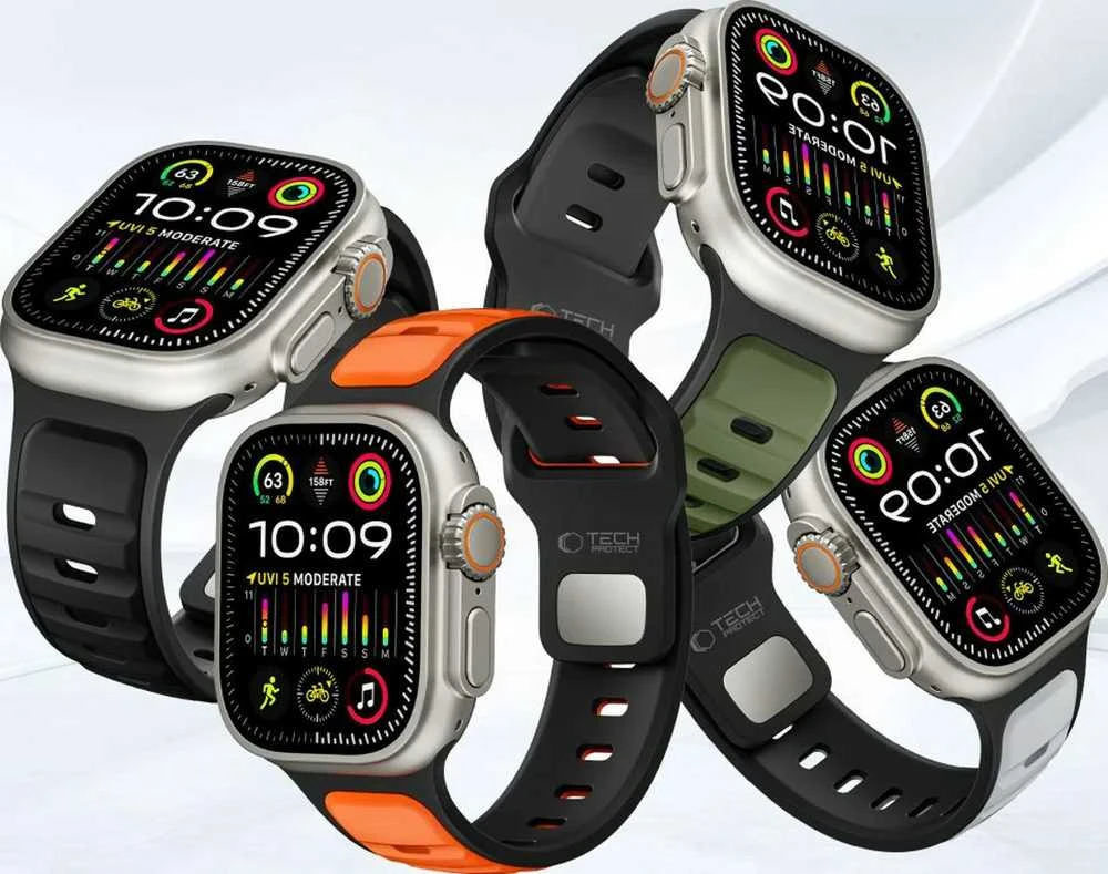 Tech-Protect IconBir Line apyrankė skirta Apple Watch 44 / 45 / 46 / 49 mm – pilkos spalvos-oranžinės spalvos