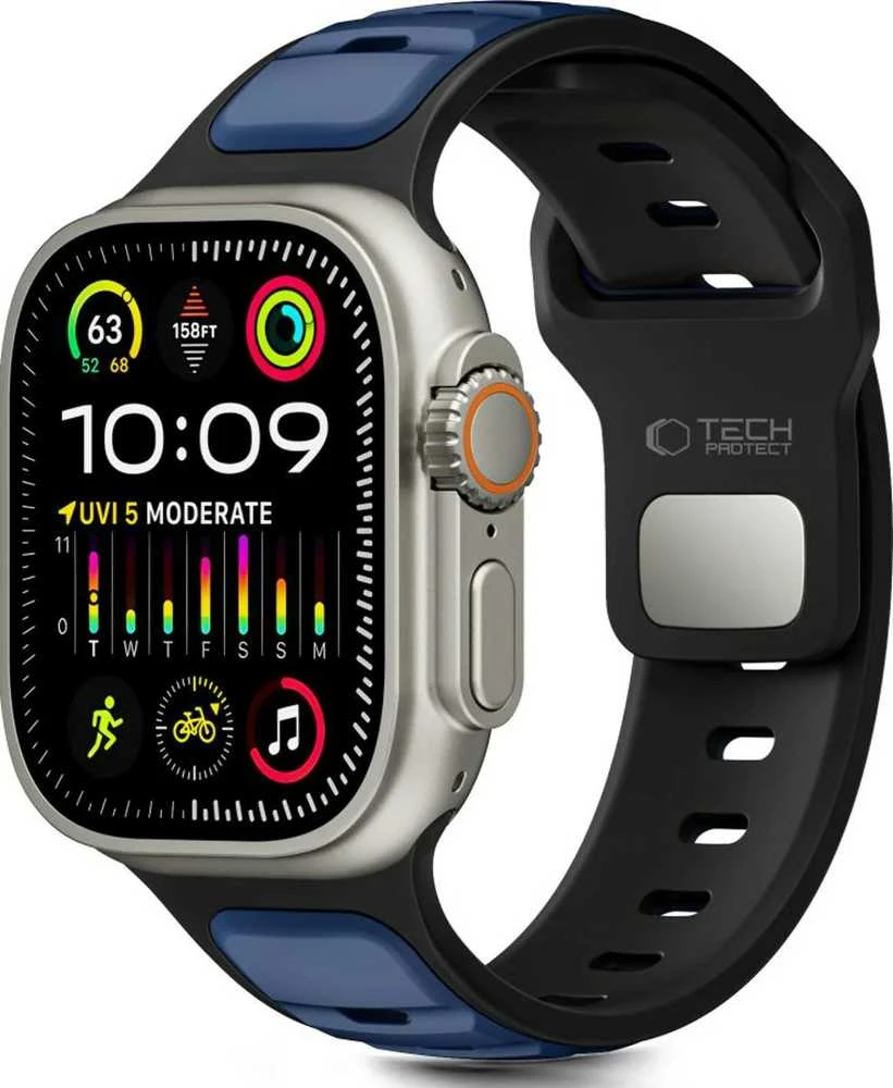 Tech-Protect IconBir Line apyrankė skirta Apple Watch 44 / 45 / 46 / 49 mm – juodos spalvos ir mėlynos spalvos