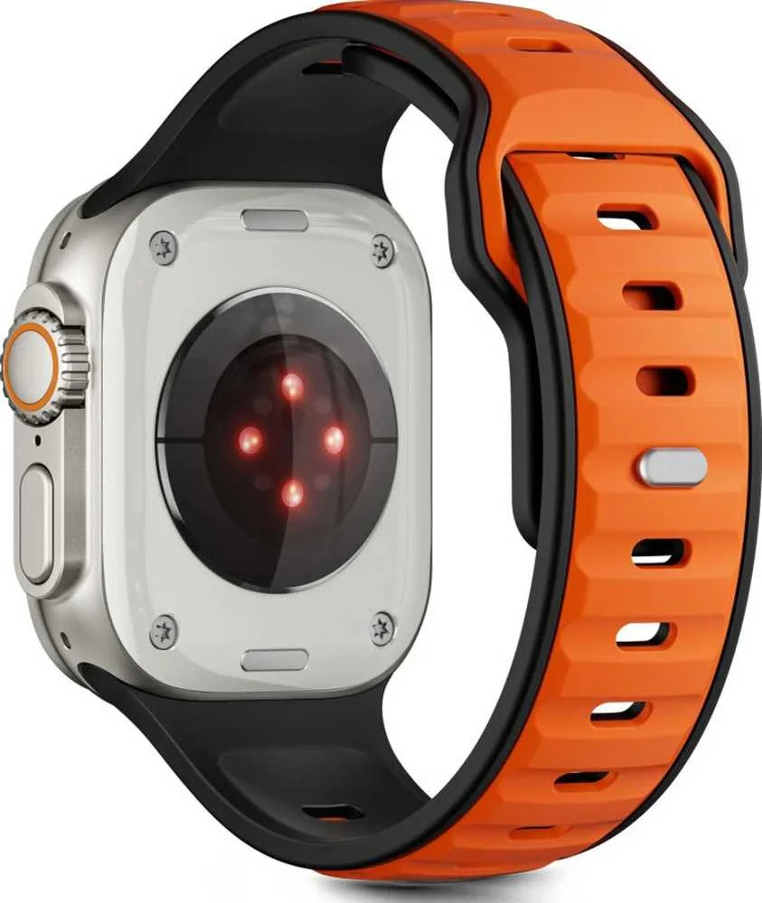 Tech-Protect IconBir Line apyrankė skirta Apple Watch 44 / 45 / 46 / 49 mm – juodos spalvos ir oranžinės spalvos