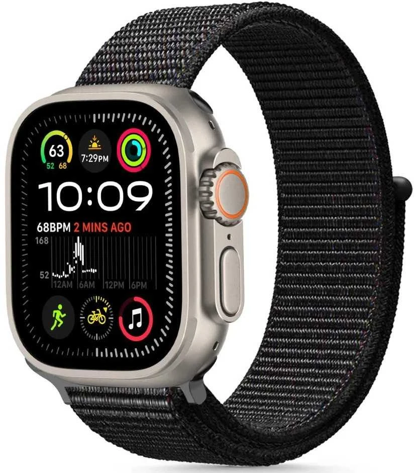 Apyrankė Apple Watch 6 / 7 / 8 / 9 / 10 / SE / Ultra 1 / 2 (44 / 45 / 46 / 49 mm) Tech-Protect Nylon juodos spalvos