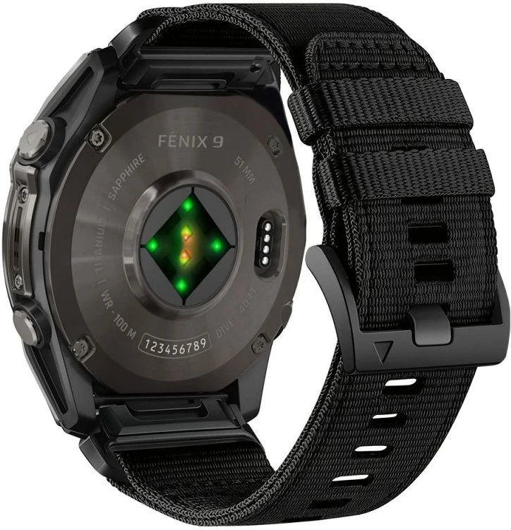 Tech-Protect Nylon Classic juosta skirtas Garmin Fenix 5X / 5X Plus / 6X / 6X Pro / 7X / 8 / 8 Pro / 9 / 9 Pro (47 mm) - Juodas