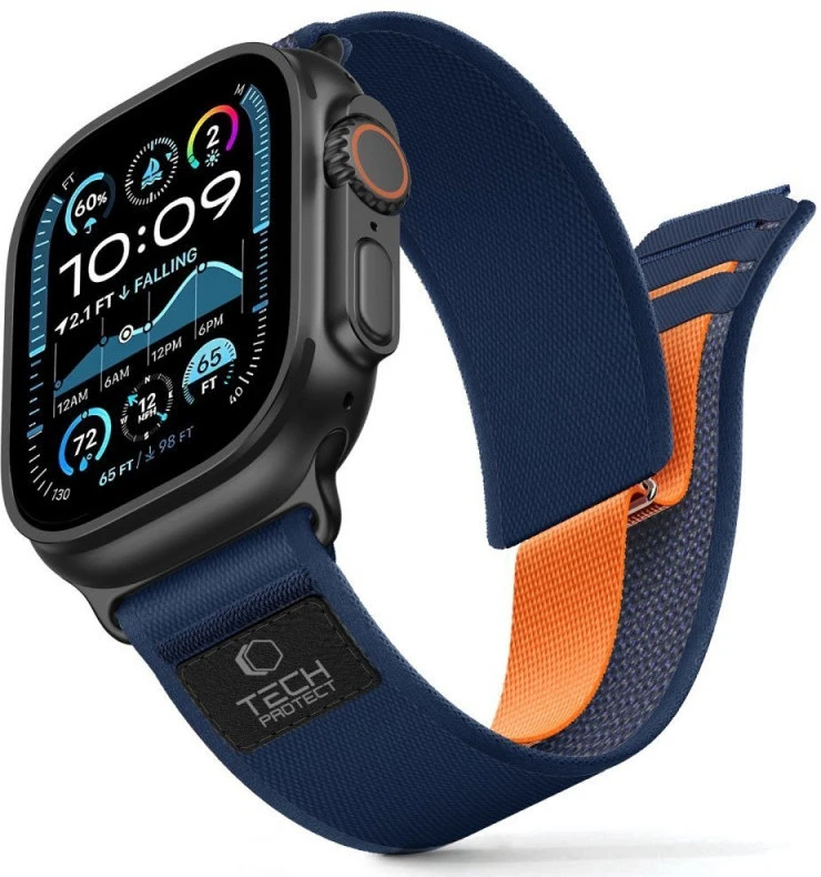 Tech-Protect Elite Elite Apple Watch 8 / 9 / 10 / 11 / SE / Ultra (44 / 45 / 46 / 49 mm) TAMSIAI MĖLYNA/ORANŽINĖ