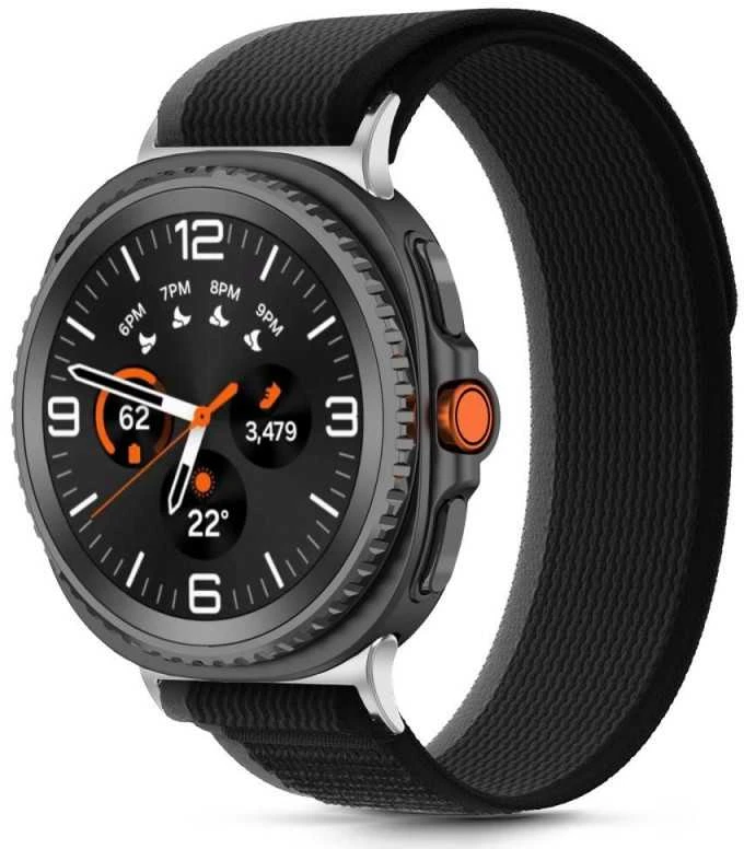 Tech-Protect Nylon Stripe apyrankė skirta Samsung Galaxy Watch 40/44/46 mm – juodos spalvos ir oranžinės spalvos