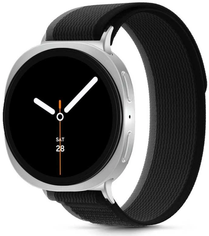 Tech-Protect Nylon Stripe apyrankė skirta Samsung Galaxy Watch 40/44/46 mm – juodos spalvos ir oranžinės spalvos