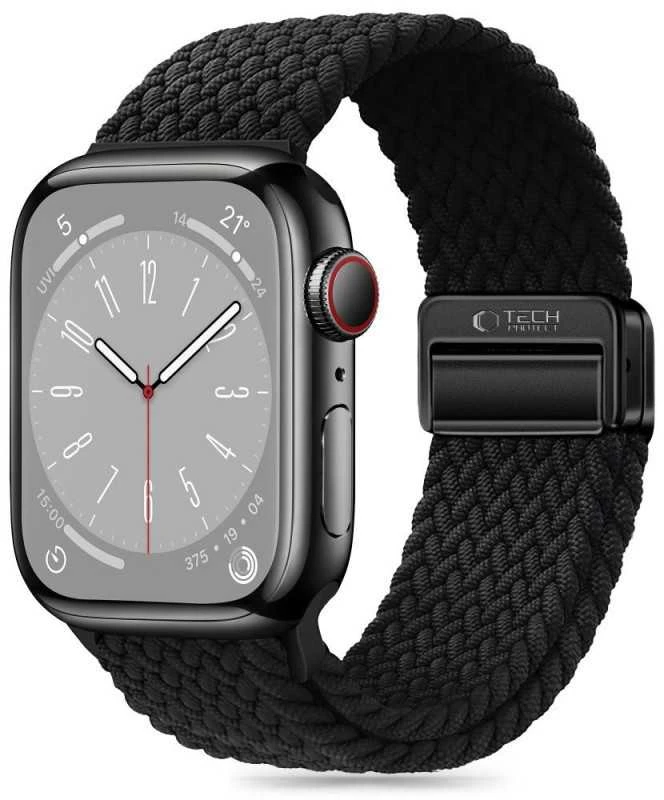 Apyrankė Apple Watch 4 / 5 / 6 / 7 / 8 / 9 / SE / Ultra 1 / 2 (42 / 44 / 45 / 49 mm) Tech-Protect Nylonmag juodos spalvos