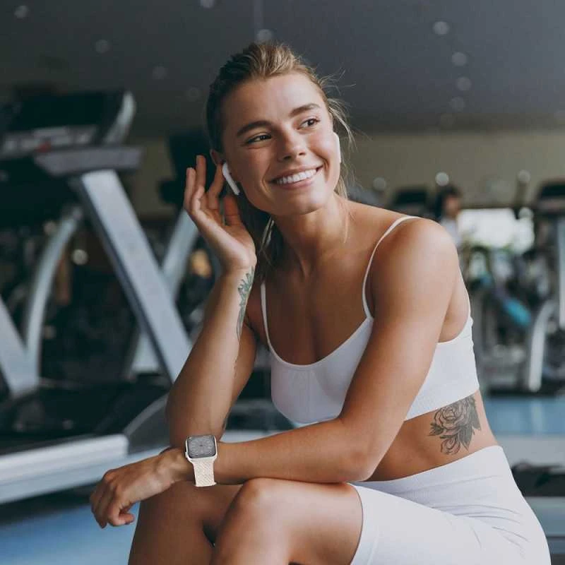 Apyrankė Apple Watch 4 / 5 / 6 / 7 / 8 / 9 / SE / Ultra 1 / 2 (42 / 44 / 45 / 49 mm) Tech-Protect Nylonmag Starlight kreminis