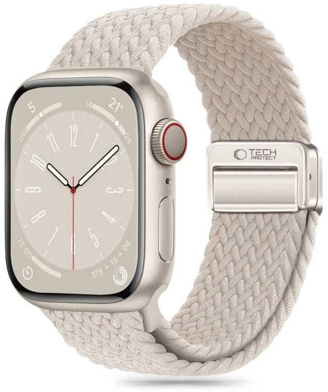 Apyrankė Apple Watch 4 / 5 / 6 / 7 / 8 / 9 / SE / Ultra 1 / 2 (42 / 44 / 45 / 49 mm) Tech-Protect Nylonmag Starlight kreminis