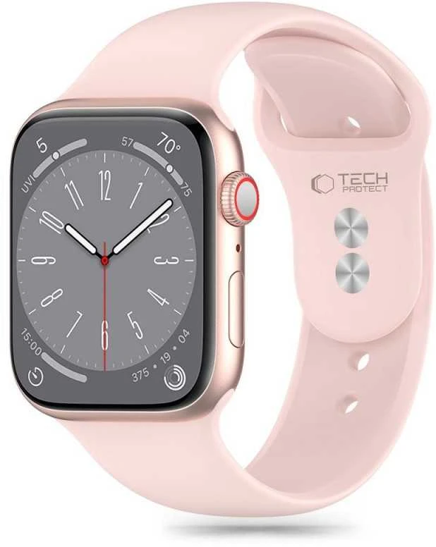 Apyrankė Apple Watch 3 / 4 / 5 / 6 / 7 / 8 / 9 / SE (38 / 40 / 41 mm) Tech-Protect silikoninė Light rožinės spalvos