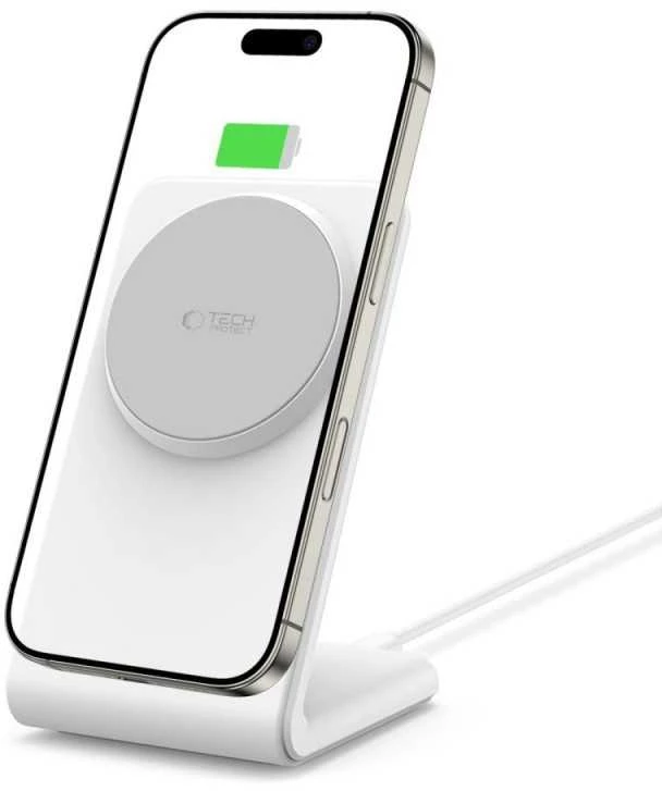 Tech-Protect QI15W-A38 MagSafe belaidis įkroviklis - Baltas