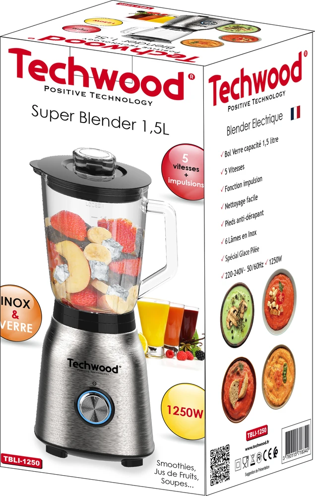Virtuvinės svarstyklės Techwood plakiklis TBLI-1250 1.5L