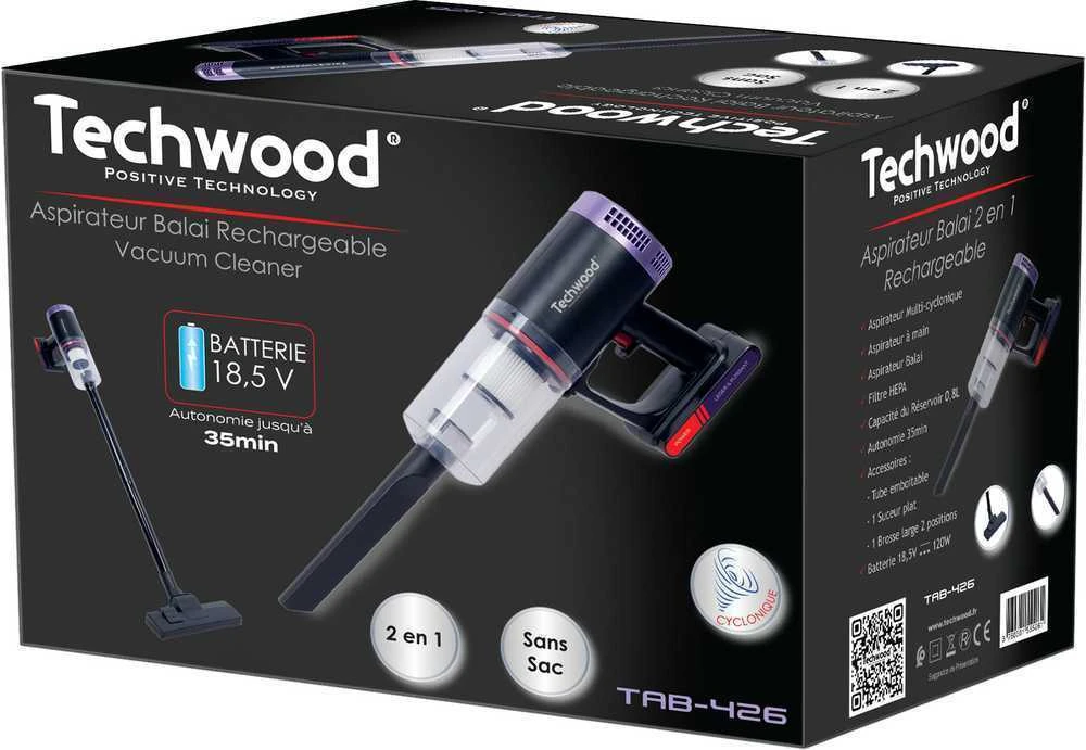 Dulkių siurblys - Techwood TAB-426 Belaidis 2-in-1, 120 W, 18,5 V, HEPA, 0,8 l, 35 min.