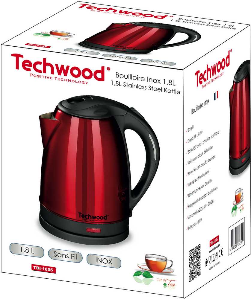 Virtuvinės svarstyklės Techwood virdulys TBI-1855 1,8 l, raudonas