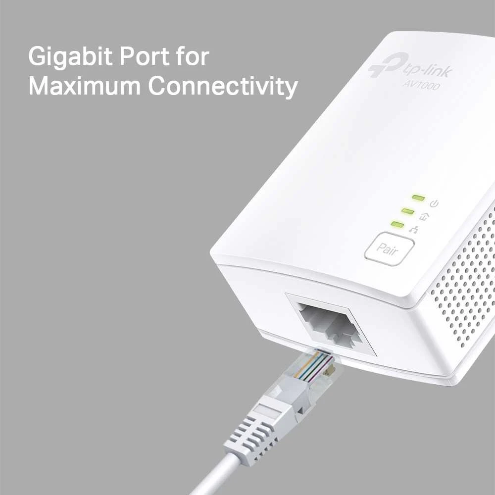 TP-LINK | Gigabit Powerline Starter Kit | TL-PA7017 RINKINYS | 10/100/1000 Mbit/s | Ethernet LAN (RJ-45) jungtys 1 | Nėra „Wi-Fi“ | Duomenų perdavimo sparta (maks.) 1000 Mbit/s | Papildomas lizdas