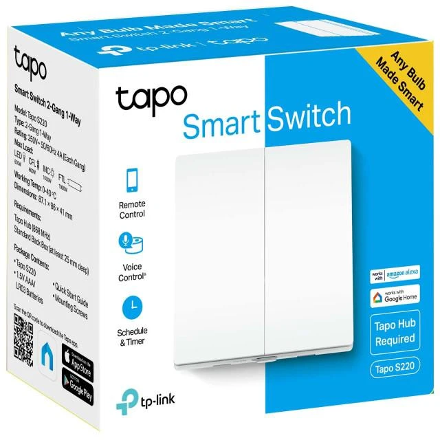 TP-LINK išmanusis šviesos dvigubas jungiklis „Tapo S220“ (TAPO S220)