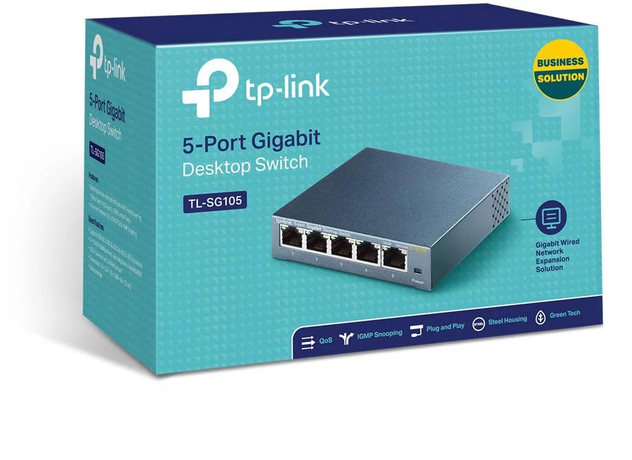 Šakotuvas Komutatorius TP-LINK, 5-port, metalinis korpusas, juodas / TL-SG105