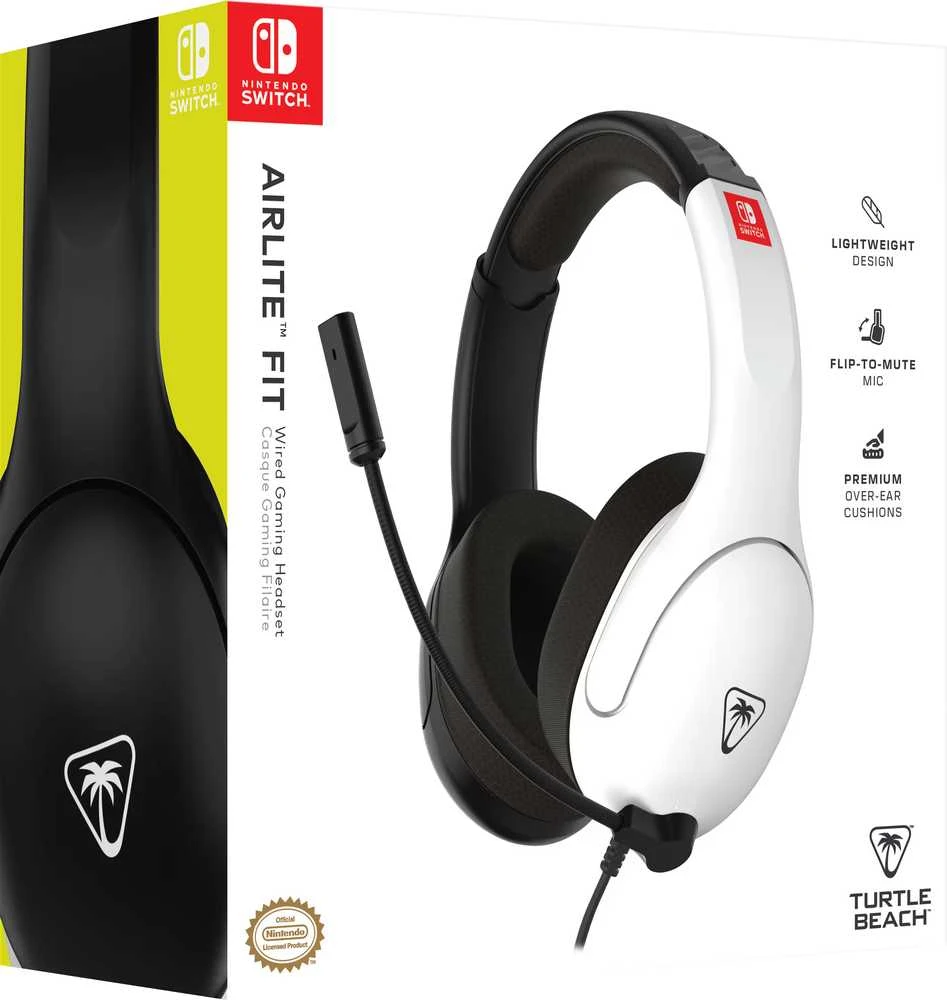 Turtle Beach | Ausinės | Airlite Fit Nintendo Switch | su laidu | Over-Ear | Mikrofonas | Juodas/Baltas