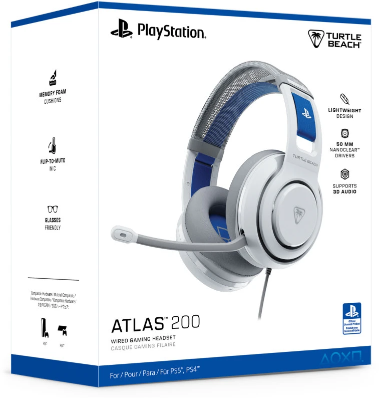 Turtle Beach Atlas 200 (baltos) laidinės ausinės | 3.5mm | PS4 | PS5