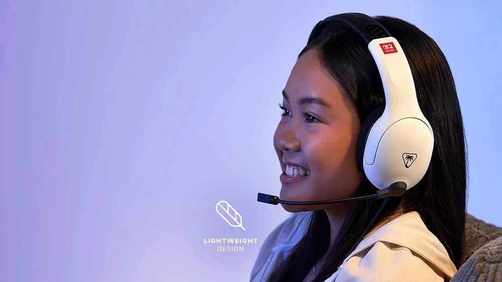 „Turtle Beach“ ausinės su mikrofonu „Airlite Fit Nintendo Switch 2“, juodos/baltos