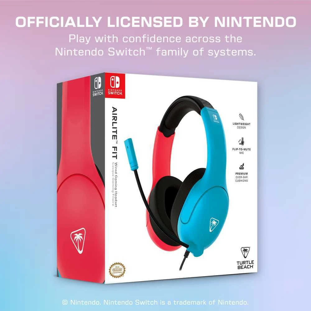 Turtle Beach | Ausinės | Airlite Fit Nintendo Switch | su laidu | Over-Ear | Mikrofonas | Juodas/Baltas