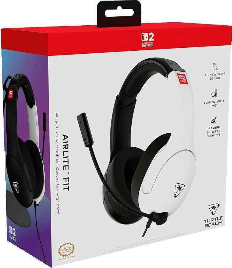 „Turtle Beach“ ausinės su mikrofonu „Airlite Fit Nintendo Switch 2“, juodos/baltos