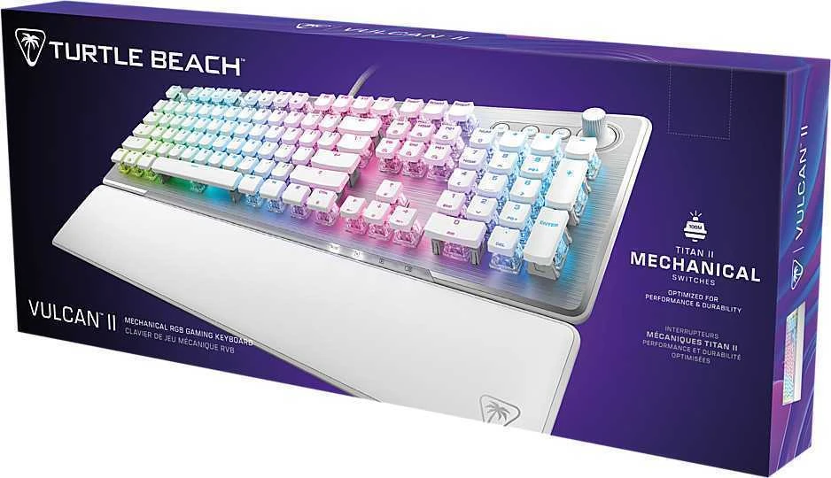 Klaviatūra žaidimams Turtle Beach Vulcan II Roccat Titan II Raudona su laidu mechaninė su pašvietimu balta