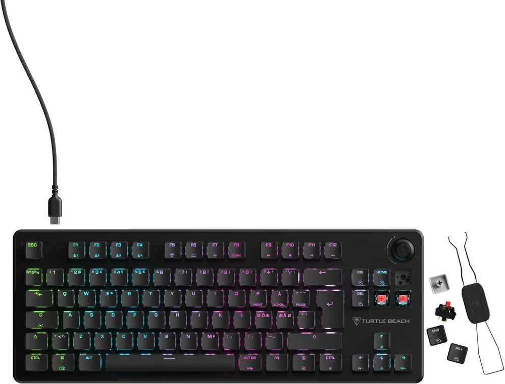 Turtle Beach Vulcan II TKL 75% juoda laidinė mechaninė klaviatūra (Raudona switch, US)