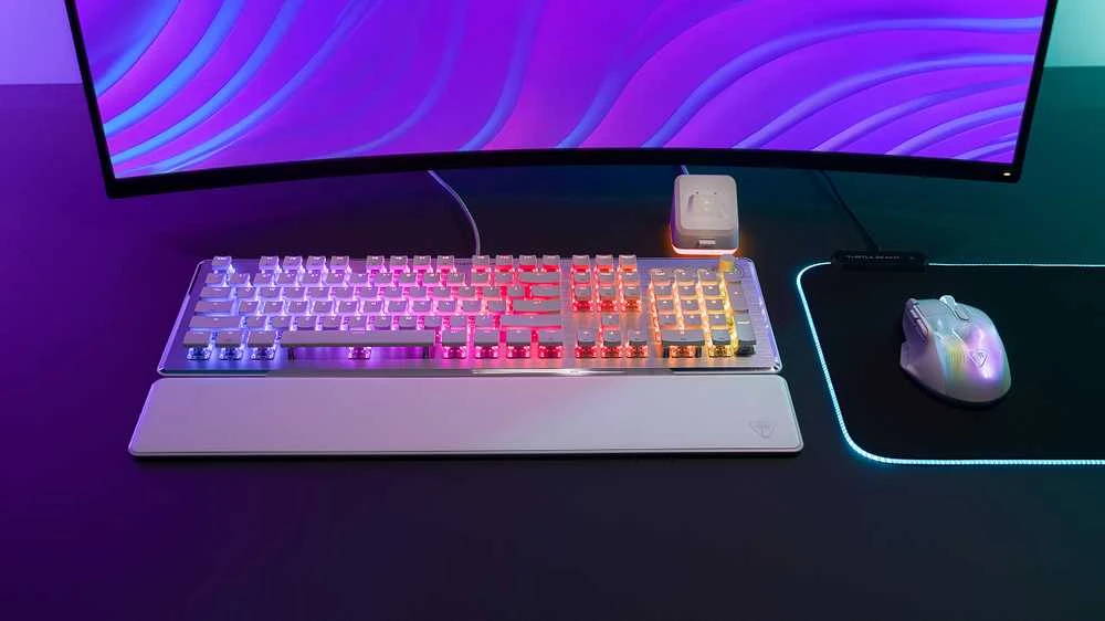 Klaviatūra žaidimams Turtle Beach Vulcan II Roccat Titan II Raudona su laidu mechaninė su pašvietimu balta