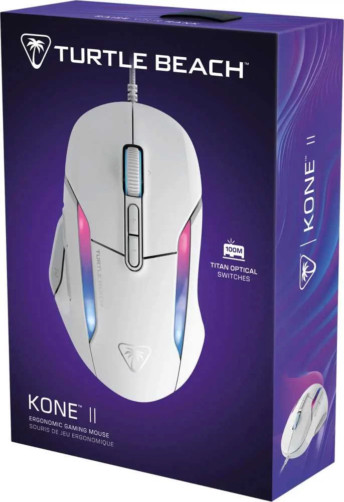 Turtle Beach Kone II Laidinė ergonominė RGB žaidimų pelė | Balta