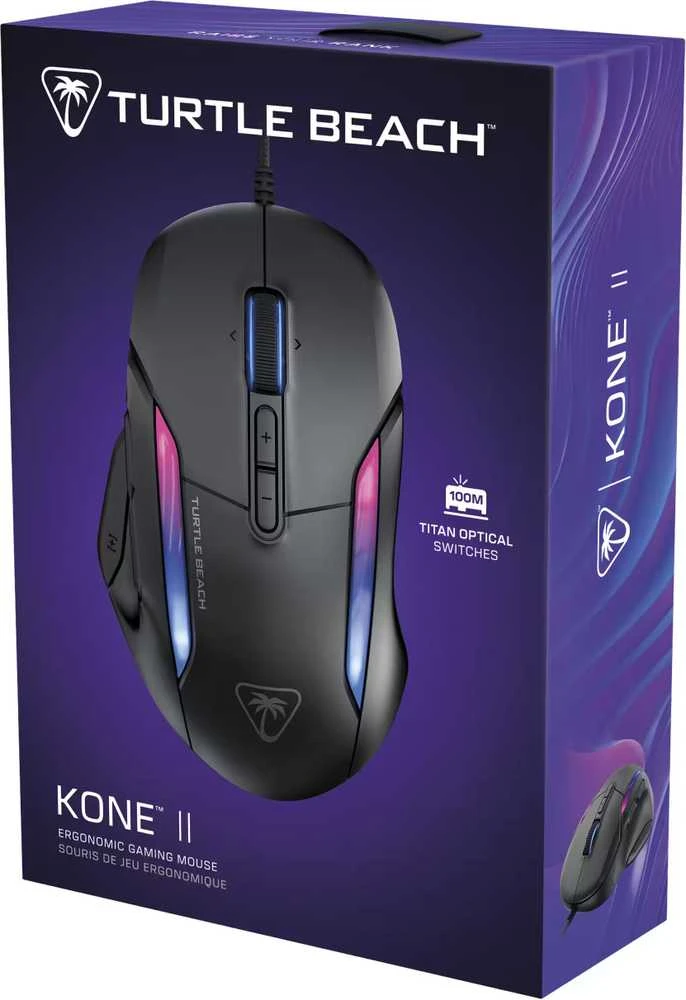 Turtle Beach Kone II Laidinė ergonominė RGB žaidimų pelė | Juoda