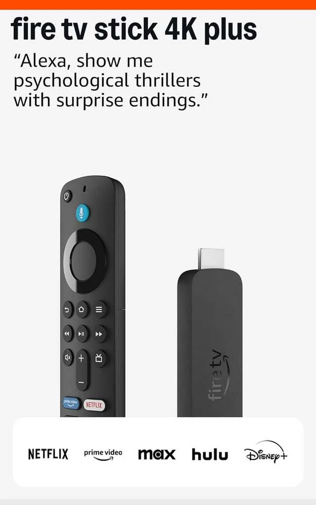 Vaizdo grotuvas „Amazon Fire TV Stick 4K Plus“ su „Wi-Fi 6“ palaikymu ir transliacija „Dolby Vision“ / „Atmos“ bei HDR10+ formatais