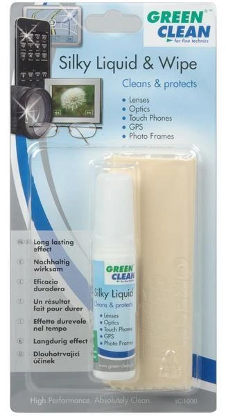 Green Clean Žalias Clean Optinis valymo rinkinys - Žalias valymo skystis ir mikropluošto šluostė
