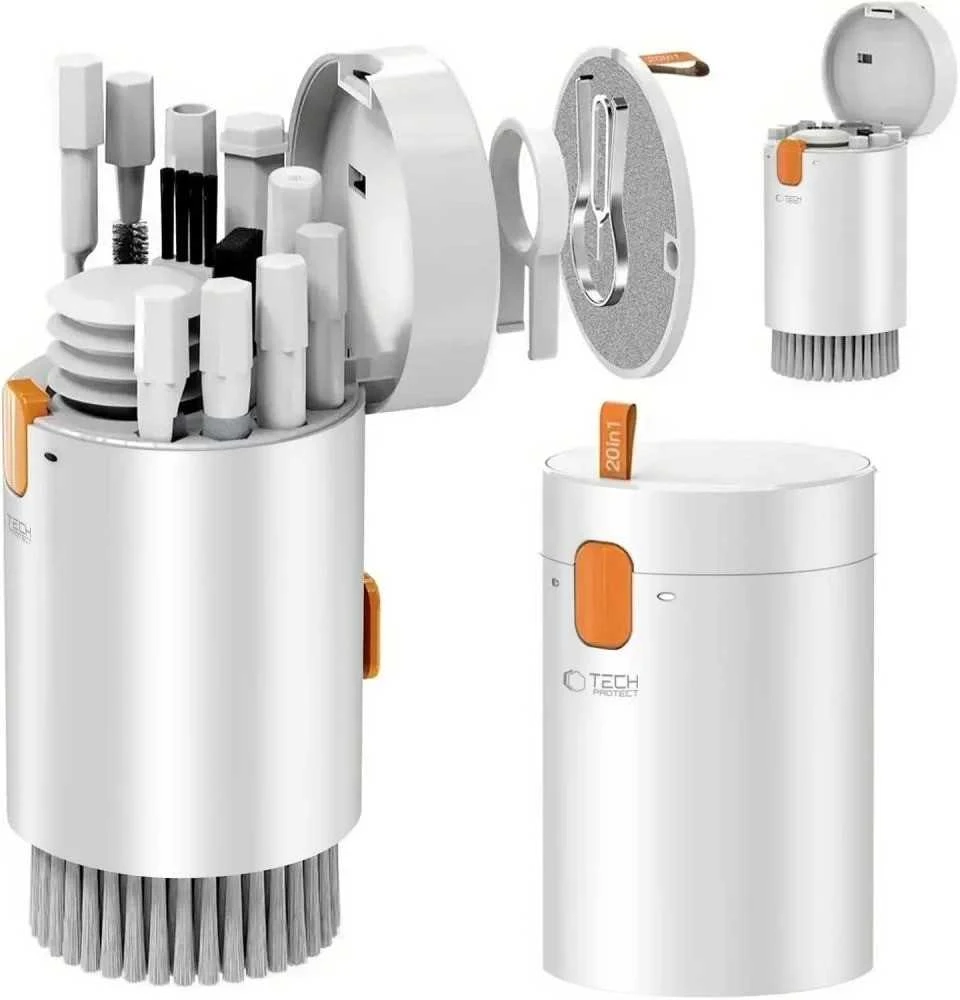 Valiklis Tech-Protect 20-in-1 Multifunctional Cleaning Kit for Phone, Planšetė, Nešiojamas kompiuteris, and Headphones - Baltas