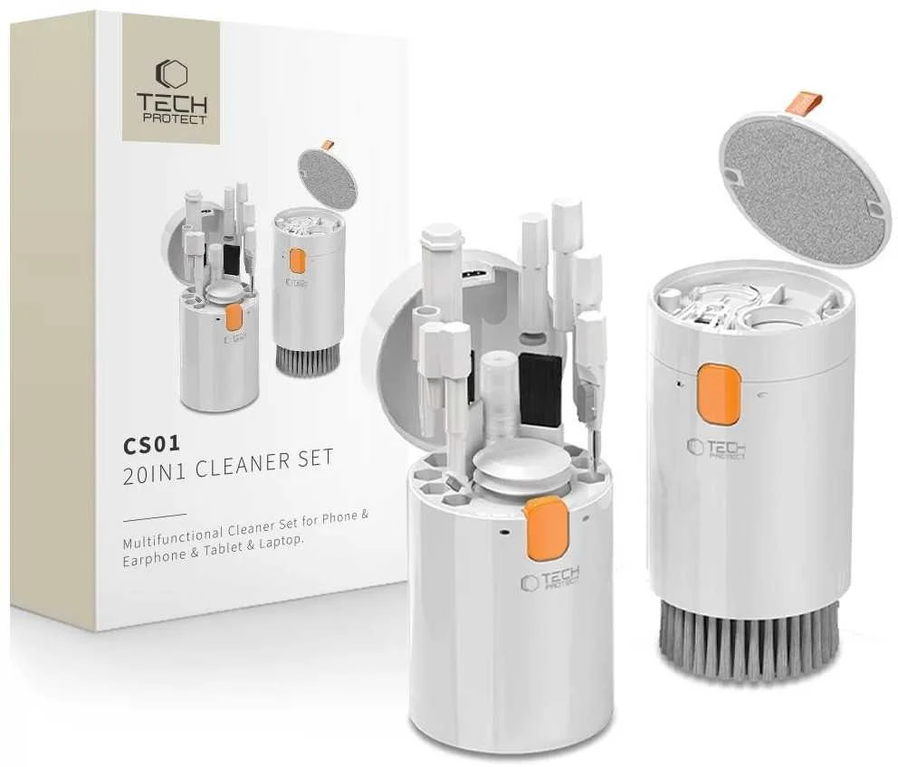 Valiklis Tech-Protect 20-in-1 Multifunctional Cleaning Kit for Phone, Planšetė, Nešiojamas kompiuteris, and Headphones - Baltas