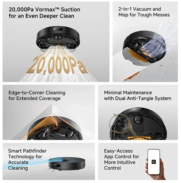 Dulkių siurblys-robotas Dreame F20, Juodas