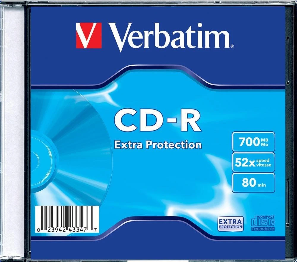 VERBATIM CD-R 80 min. / 700 MB 48x 10 pakuočių plonas dėklas DataLife, papildomas apsauginis paviršius