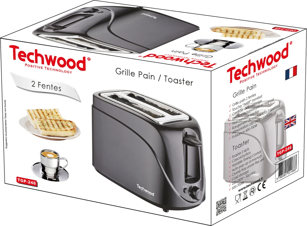 Virtuvinės svarstyklės Techwood TGP-246 kenyérpirító (fekete)