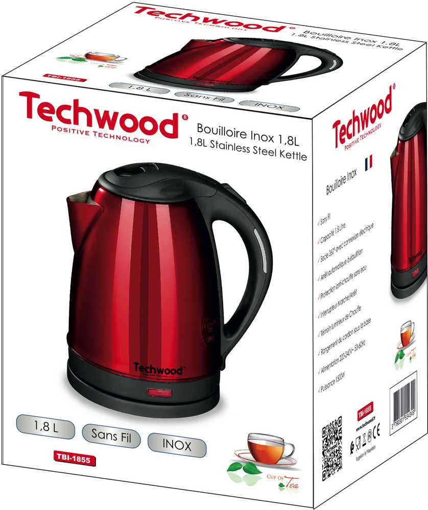 Virtuvinės svarstyklės Techwood virdulys TBI-1855 1,8 l, raudonas
