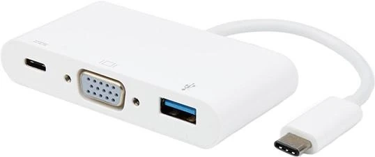 Vivanco adapteris USB-C – VGA 3in1, baltas (34294)